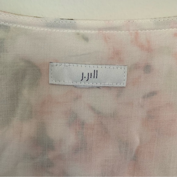 J. Jill Hydrangea Floral Print Flowy Button Up Belted Midi Dress Size Large - Picture 7 of 12